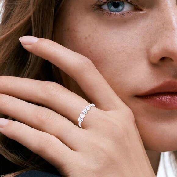 🆕Women Silver Anxiety Sterling Adjustable Spinner Rings with Beads Fidget Rings - Picture 3 of 7